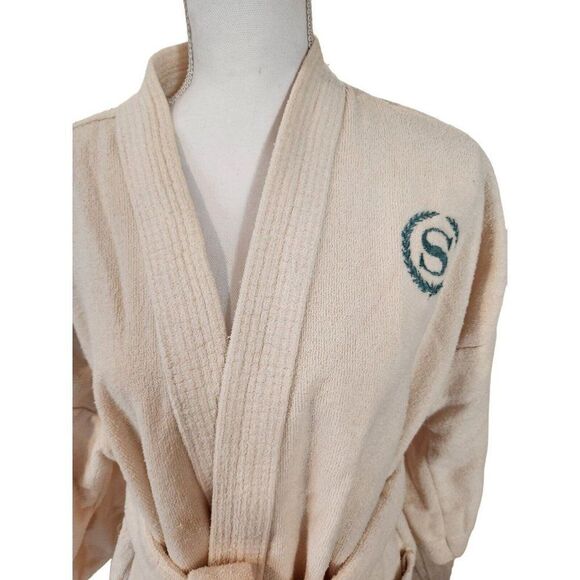 Vintage Sherton Sea Island Terry Velour OS Hotel Off White Robe Private Resort - Picture 2 of 5